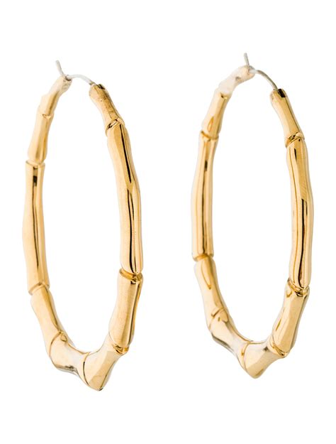 gucci bee earrings with crystals|Gucci bamboo hoop earrings.